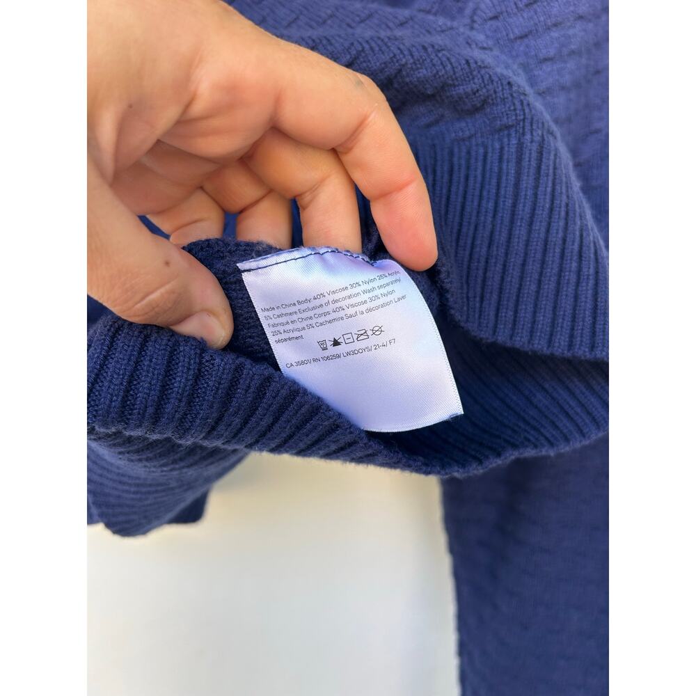 Lululemon Athletica Texture Play Crewneck Sweater Navy Blue Cashmere Medium - Picture 6 of 6